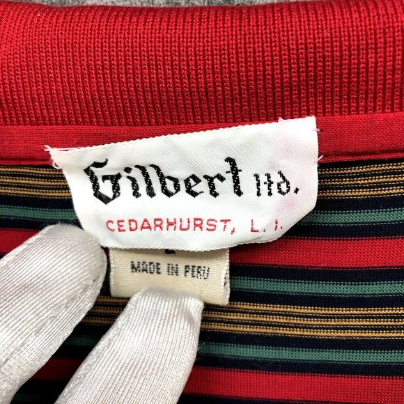 Vintage Gilbert LTD Pima Cotton Polo Shirt Mens L Short Sleeve Multi Striped - Picture 6 of 10